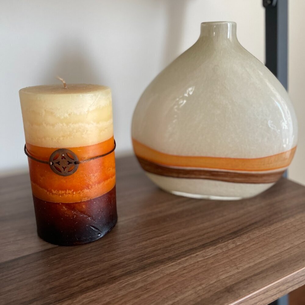 Pier One Retro 70's Blown Glass Vase Y2K Style - CANDLE & BOX NOT INCLUDED - Picture 6 of 12